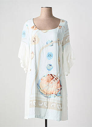 Robe courte coupe fluide manches 3/4 blanc ELISA CAVALETTI femme