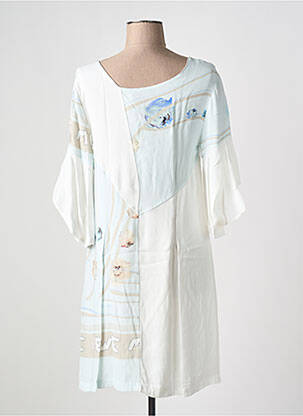 Robe courte coupe fluide manches 3/4 blanc ELISA CAVALETTI femme