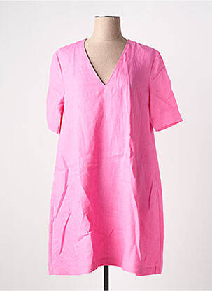 Robe courte manches courtes manches courtes rose CHARMING SMILE femme