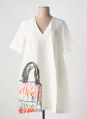 Robe courte manches courtes manches courtes beige CHARMING SMILE femme