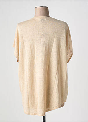 Pull col v manches courtes beige CHARMING SMILE femme