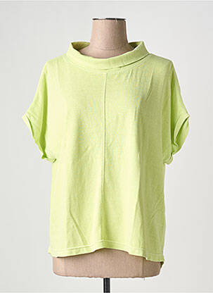 Pull stretch manches courtes vert VETONO femme