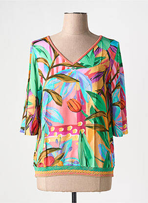 Blouse imprimé fantaisie manches 3/4 vert ALDO MARTIN'S femme