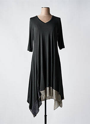 Robe longue coupe cintrée manches 3/4 noir OZAI N KU femme
