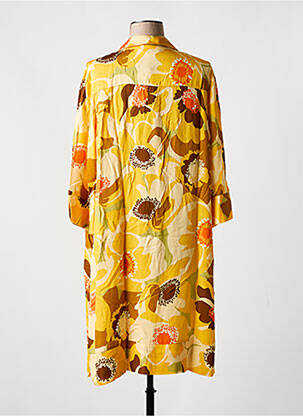 Robe mi-longue manches 3/4 manches 3/4 jaune REVER MILE femme