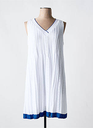 Robe mi-longue sans manche sans manche blanc TRICOT CHIC femme