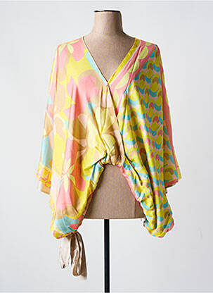 Top imprimé fantaisie manches 3/4 jaune TRICOT CHIC femme