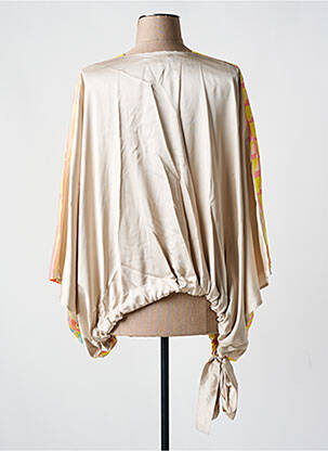 Top imprimé fantaisie manches 3/4 jaune TRICOT CHIC femme