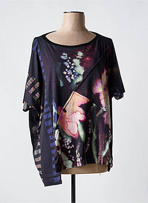 T-shirt imprimé fantaisie manches courtes noir OZAI N KU femme