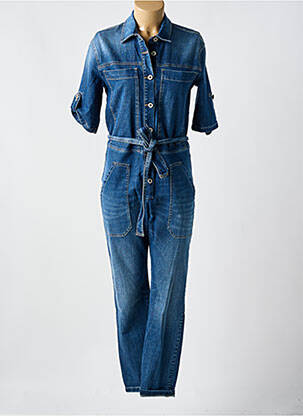 Combi-pantalon fermeture boutonnée sur le devant manches courtes bleu PLEASE femme