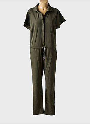 Combi-pantalon fermeture boutonnée sur le devant manches courtes vert HBT femme