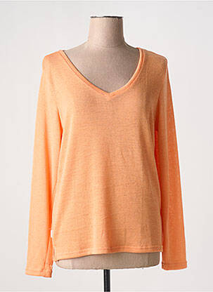 Pull coupe droite manches longues orange SUN VALLEY femme