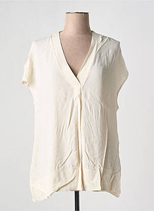 Blouse manches courtes manches courtes beige LAUREN VIDAL femme