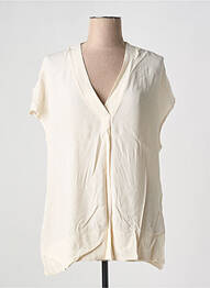 Blouse manches courtes manches courtes beige LAUREN VIDAL femme