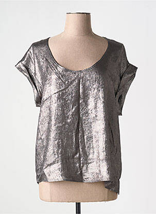 Blouse manches courtes manches courtes marron PLEASE femme