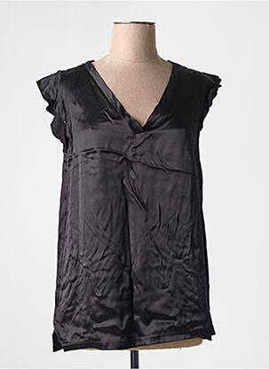 Blouse col v manches courtes noir FRACOMINA femme