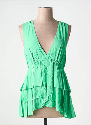 Top tissage crêpe sans manche vert FRACOMINA femme