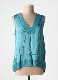 Blouse col v sans manche bleu LAUREN VIDAL femme