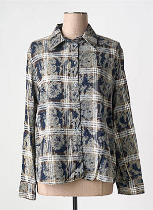 Chemisier imprimé fantaisie manches longues bleu PLEASE femme