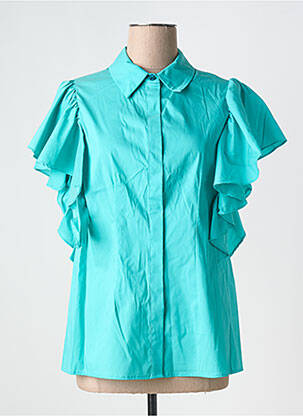 Chemisier coupe droite manches courtes bleu FRACOMINA femme