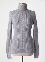 Pull col roulé coupe cintrée manches longues gris FRACOMINA femme