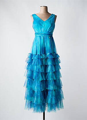 Robe longue imprimé fantaisie sans manche bleu GOA GOA femme