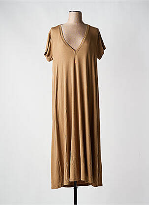 Robe mi-longue manches courtes manches courtes marron PLEASE femme