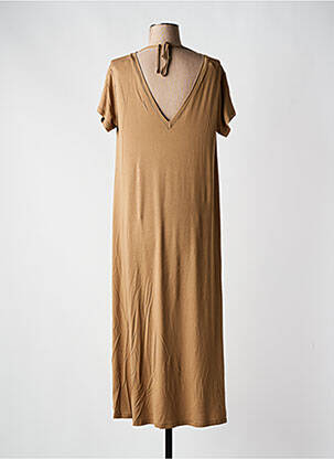 Robe mi-longue manches courtes manches courtes marron PLEASE femme