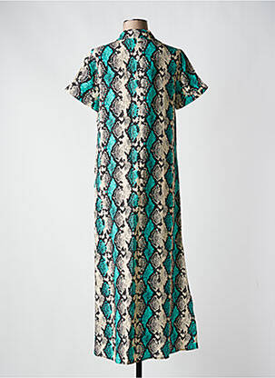 Robe longue tissage popeline manches courtes bleu FRACOMINA femme