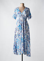 Robe longue imprimé fantaisie manches courtes bleu SURKANA femme