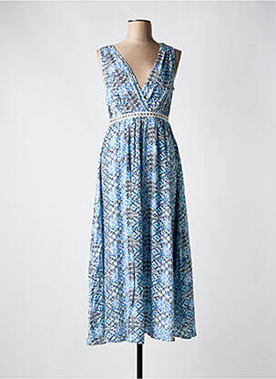 Robe mi-longue imprimé fleurs sans manche bleu GOA GOA femme