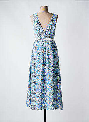 Robe mi-longue imprimé fleurs sans manche bleu GOA GOA femme