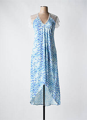 Robe mi-longue fermeture zippée au dos manches courtes bleu GOA GOA femme