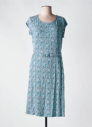 Robe mi-longue imprimé fantaisie manches courtes bleu SURKANA femme