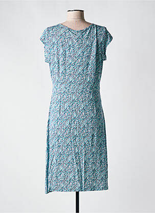 Robe mi-longue imprimé fantaisie manches courtes bleu SURKANA femme