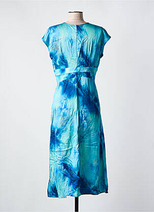 Robe mi-longue imprimé fantaisie manches courtes bleu GOA GOA femme