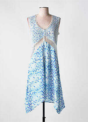 Robe mi-longue imprimé fantaisie sans manche bleu GOA GOA femme
