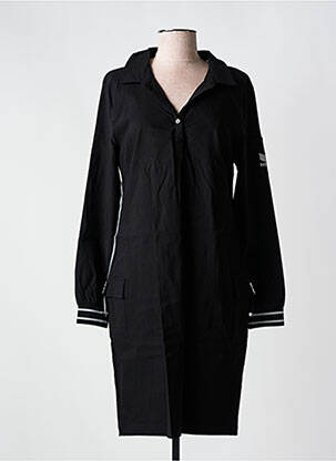 Robe mi-longue manches longues manches longues noir HBT femme