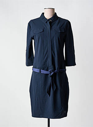 Robe mi-longue manches 3/4 manches 3/4 bleu HBT femme