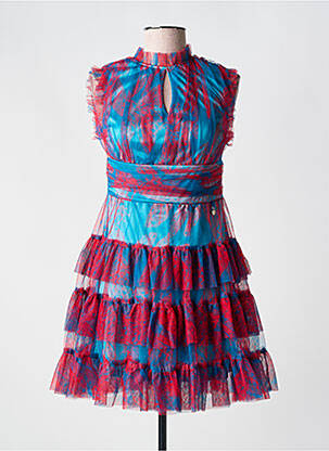 Robe courte fermeture zippée au dos manches longues bleu GOA GOA femme