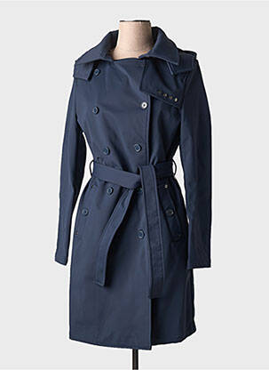 Trench capuche amovible a capuche bleu HBT femme