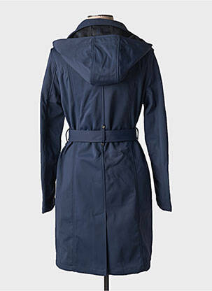 Trench tissage popeline a capuche bleu HBT femme