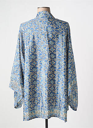 Veste kimono col v bleu LAUREN VIDAL femme