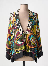 Veste kimono col v noir LAUREN VIDAL femme