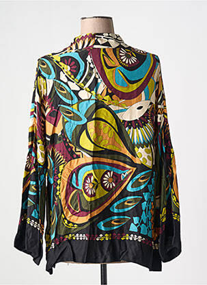 Veste kimono col v noir LAUREN VIDAL femme