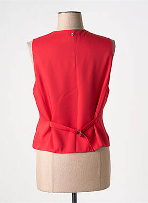 Gilet sans manche fausses poches rouge PLEASE femme