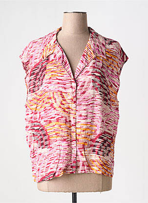 Chemisier tissage crêpe manches courtes rose SURKANA femme