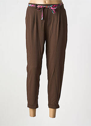 Pantalon 7/8 taille élastique taille normale marron PLEASE femme