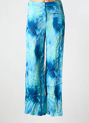 Pantalon large fermeture zippée sous rabat boutonné taille haute bleu GOA GOA femme