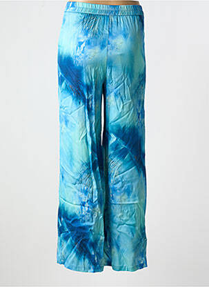 Pantalon large fermeture zippée sous rabat boutonné taille haute bleu GOA GOA femme